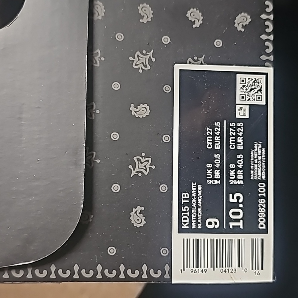 Nike KD 15 Team Oreo White Black Kevin Durant KD Men's - Picture 3 of 15